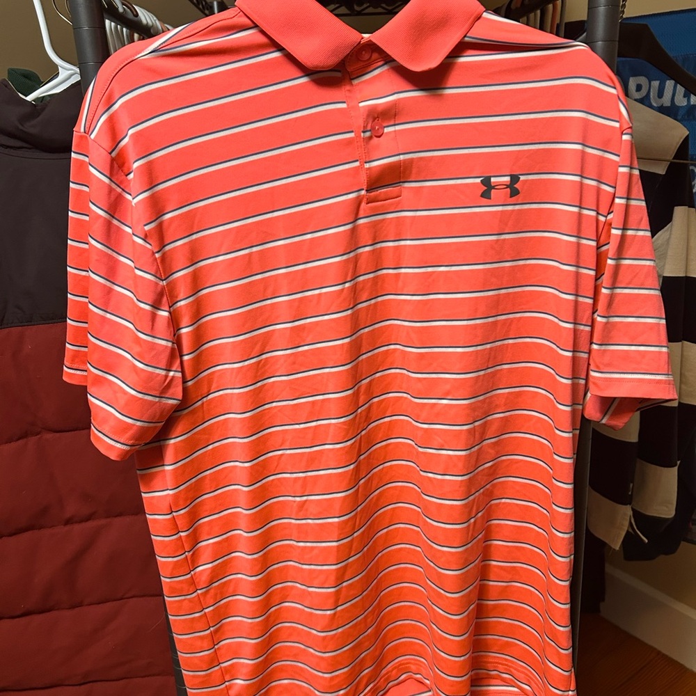 Under Armour Men's Coral Striped Polo Shirt